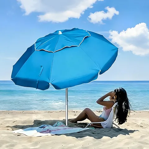 Portable Foldable Beach Umbrella Aluminum Alloy Windproof Outdoor Sunshade Waterproof Polyester Umbrella
