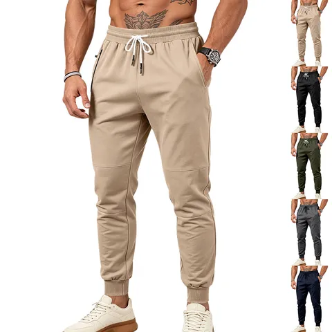 Pantaloni Sportivi Casual da Uomo con Coulisse in Vita e Pannelli Pantaloni da Jogging per Sport All'aperto Tinta Unita