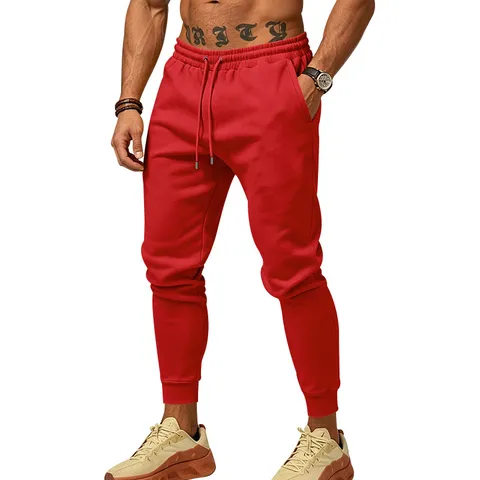 Pantaloni della Tuta Casual da Uomo Tinta Unita Coulisse in Vita Joggers Con Tasche Vestibilità Larga Pantaloni Sportivi