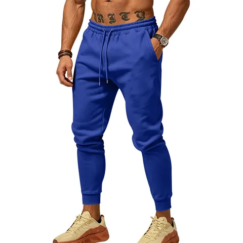 Men's Casual Fleece Joggers Loose Fit Drawstring Waist Sweatpants With Elastic Cuffs Pockets Thermal Tracksuit Bottoms For Outdoor Sports