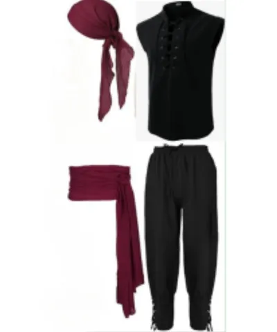 Men's Medieval Pirate Mulberry Silk Shirt And Ankle Banded Pants 2026 Renaissance Costume Set For Halloween Cosplay Retro Outfits