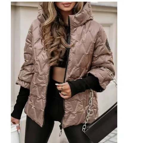 Chaqueta Acolchada para Mujer Poliéster PU Piel Sintética Con Capucha Abrigo Acolchado Moda Holgado Cremallera Manga Larga Casual Otoño Invierno