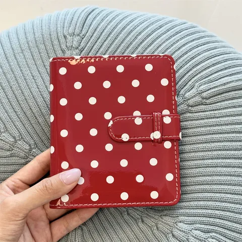 Retro Polka Dot PU Leather Instax Mini Photo Album For 3 Inch Cards Small Storage Book For Kpop Photocard Idol Card Collector Home Organization