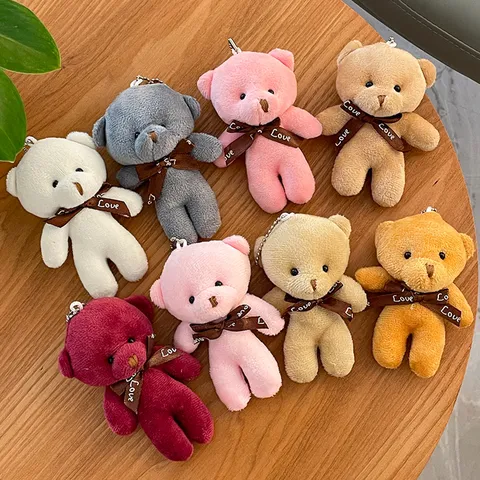 Lindo Dibujos Animados Oso de Cabeza Grande Juguete de Peluche Colgante Llavero Encanto de Bolso Muñeca de Peluche Suave Regalo para Niños
