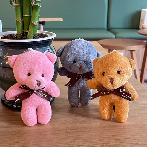 Lindo Dibujos Animados Oso de Cabeza Grande Juguete de Peluche Colgante Llavero Encanto de Bolso Muñeca de Peluche Suave Regalo para Niños