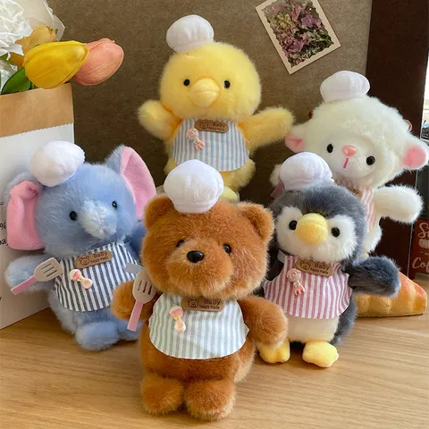 Lindo Peluche de Animales de Chef Oso Pingüino Elefante Oveja Pollo Muñeca Almohada Suave Regalo para Niños