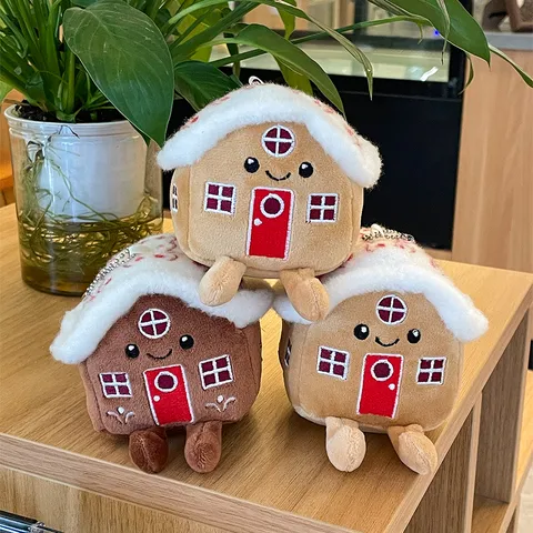 Dibujos Animados Lindo Casita Muñeca de Peluche Bolsa Colgante Llavero Poliéster Relleno Animal Juguete Miniatura Adorno