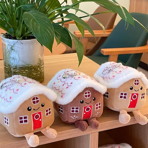 Dibujos Animados Lindo Casita Muñeca de Peluche Bolsa Colgante Llavero Poliéster Relleno Animal Juguete Miniatura Adorno