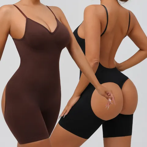 Women Seamless Backless Shapewear Bodysuit Tummy Control Hip Lifting Slimming Yoga Bodysuit Jumpsuit Polyamide Body Shaper For Ladies
