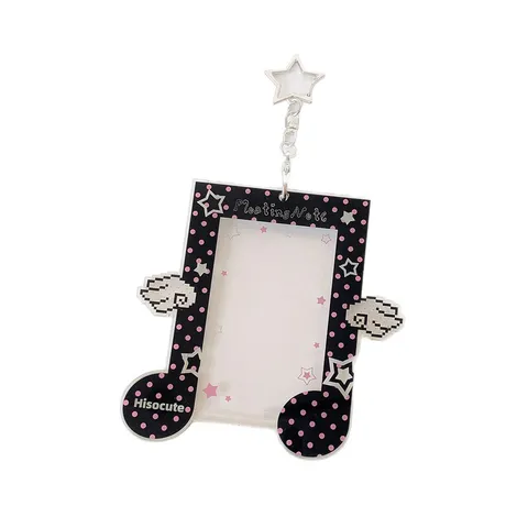Acrylic Music Note Polaroid Photocard Holder Star Keychain Wings Design Card Case For Backpack Decor Gift Stylish Accessories