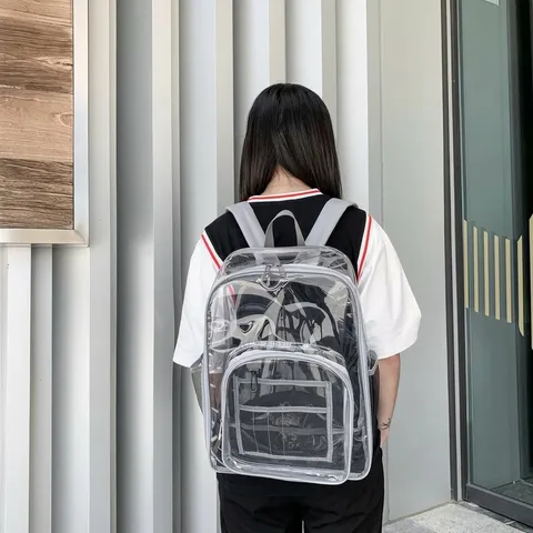 Large Capacity Clear PVC Backpack For Women Men Waterproof Minimalist Student School Bag Transparent Travel Storage Backpack