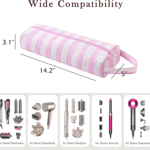 Borsa Portatile a Righe a Bolle per Asciugacapelli Custodia da Viaggio per Arricciacapelli e Piastra Borsa Organizer per Cosmetici