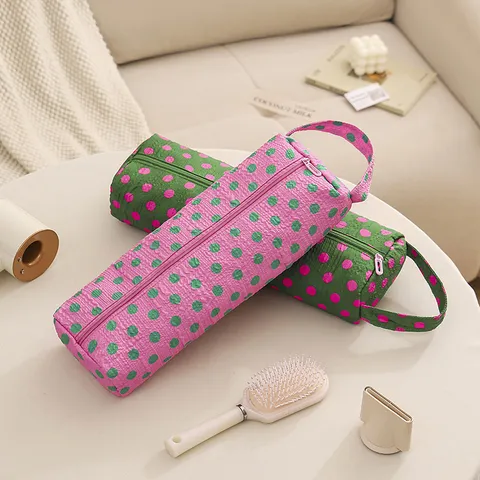 Multifunctional Portable Hair Dryer Storage Bag Large Capacity Polka Dot Travel Cosmetic Organizer Handbag Case