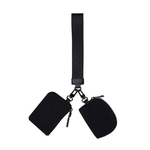 Waterproof Nylon Color Block Coin Purse Portable Mini Key Pouch Travel Storage Wallet Bag With Wrist Strap For Women