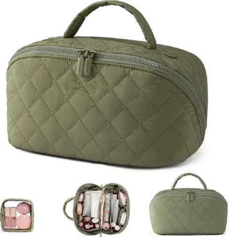Large Capacity Quilted Cosmetic Bag Portable Travel Toiletry Bag Makeup Brush Storage Organizer Handbag For Women
