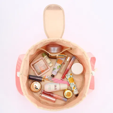 Large Capacity Portable Drawstring Cosmetic Bag Waterproof Nylon Travel Toiletry Organizer Makeup Pouch For Women