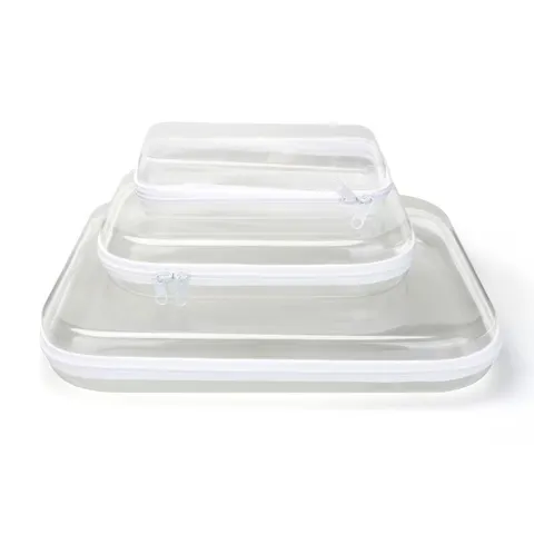 Transparent PET Storage Box Portable Travel Cosmetic Organizer Dustproof Household Toy Sundries Storage Case