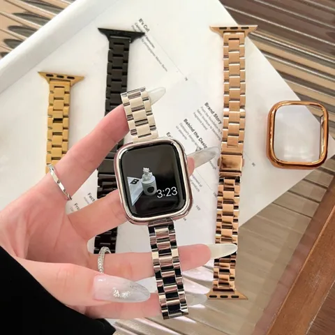 Glanzende Roestvrij Stalen Metalen Horlogeband Vervanging Link Band Compatibel Met Smartwatch Zakelijke Stijl Horloge Accessoires