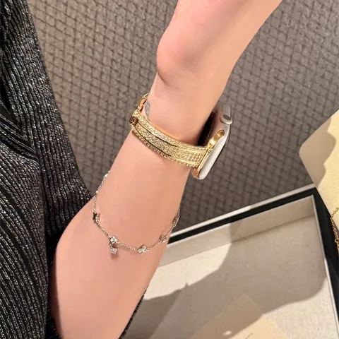 Glänzendes Strass Kupfer Uhrenarmband Ersatzarmband Für Smartwatch Damen Mode Luxus Armband Zubehör
