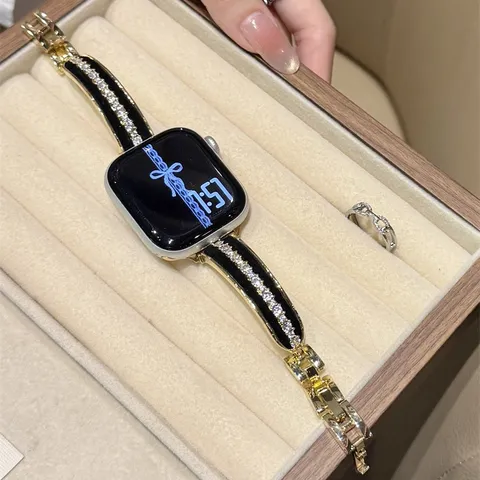 Cinturino per Orologio in Metallo Scamosciato Strass Stile Coreano Compatibile Con Smartwatch Cinturino di Lusso
