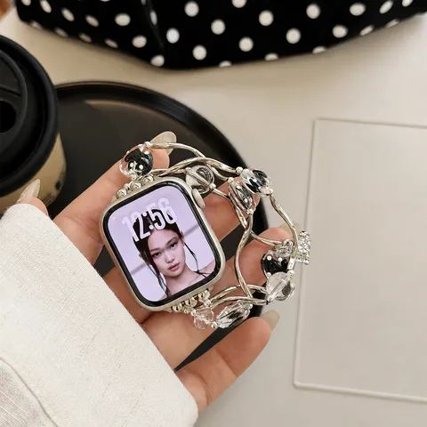Koreaanse Stijl Stippen Kraal Hanger Horlogeband Geschikt Voor Smartwatch Band Legering Strass Horloge Accessoires