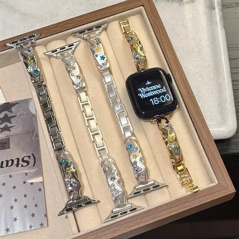 Rhinestone Stern Metall Smart Watch Armband Für Apple Watch Huawei Xiaomi Uhrenarmband Luxus Mode Ersatz Uhren Zubehör