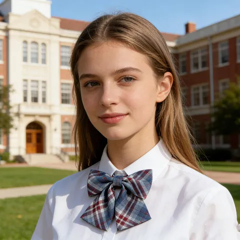 Nœud Papillon à Carreaux Style Preppy pour Femme Uniforme Chemise JK Ruban Pré-noué Col Fleur Accessoires de Mode