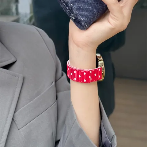 Silicone Smartwatch Band Heart Polka Dot Pattern Replacement Strap Compatible For Apple Watch Xiaomi Huawei