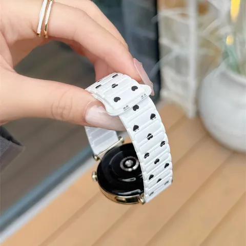Silicone Smartwatch Band Heart Polka Dot Pattern Replacement Strap Compatible For Apple Watch Xiaomi Huawei