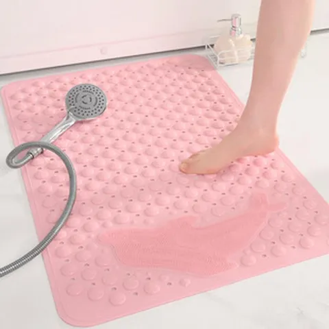Kids Bathroom Non Slip Mat PVC Dolphin Shape Anti Fall Suction Cup Massage Floor Mat For Shower Room Home Bathtub