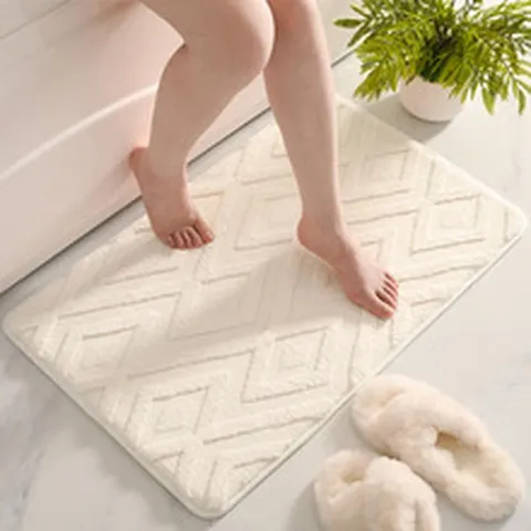 Diamond Jacquard Doormat Non-Slip Soft Absorbent Floor Mat For Bedroom Bathroom