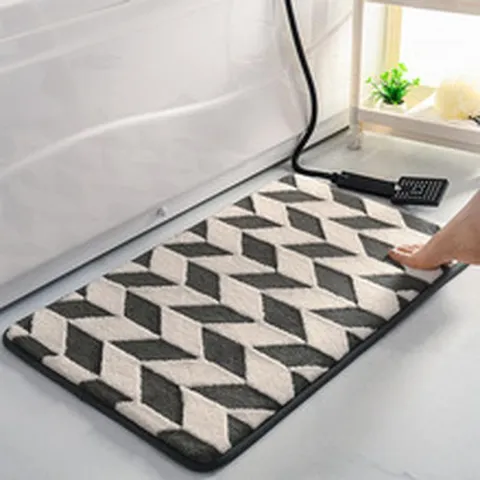 Modern Geometric Jacquard Doormat Non-Slip Absorbent Polyester Floor Mat For Bathroom Entrance Living Room Bedroom Home Decor