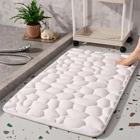 Memory Foam Embossed Floor Mat Anti Slip Bathroom Rug Soft Fleece Bedside Mat Modern Minimalist Polyester Rug