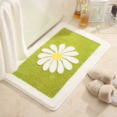 Cute Daisy Doormat Absorbent Non Slip Floor Mat Floral Rug For Bathroom Kitchen Entrance Home Decor Polyester