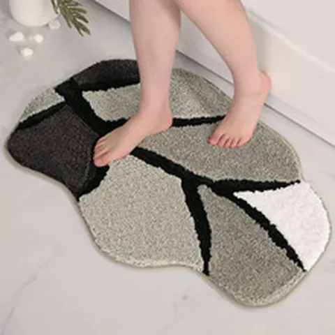 Non-Slip Flocked Door Mat Absorbent Bathroom Rug Modern Abstract Leaf Shape Floor Mat Home Entrance Carpet