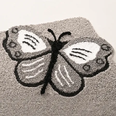 Alfombrilla de Suelo Flocada Alfombra de Sala Dormitorio Cabecera Entrada Antideslizante Absorbente de Agua Decoración