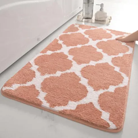 Moroccan Clover Jacquard Bathroom Non Slip Mat Absorbent Polyester Floor Mat For Bathroom Living Room Home Decor