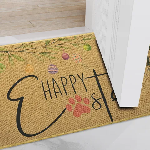 Linen Printed Doormat Anti-Slip Absorbent Floor Mat For Home Entrance Hallway Bathroom Kitchen Wear-Resistant Rug