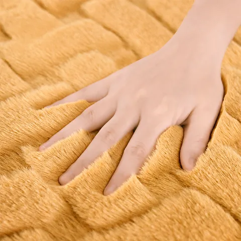 Faux Rabbit Fur Floor Mat Soft Absorbent Non-Slip Bath Mat Thickened Solid Color Bedroom Living Room Entrance Door Mat
