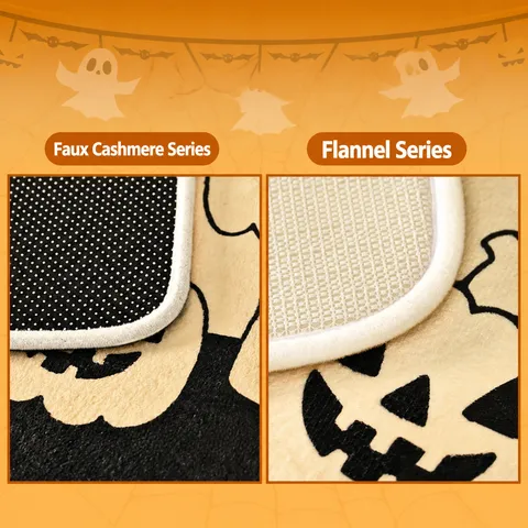 Halloween Pumpkin Floor Mat Non Slip Flannel Door Mat Spooky Ghost Tombstone Rug For Hallway Entrance Home Decor