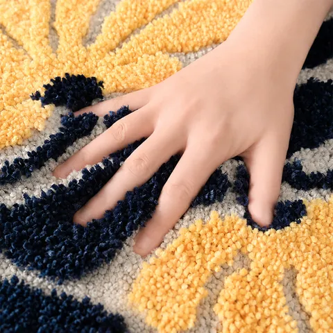 Absorbent Non-Slip Floor Mat Tufted Floral Rug Machine Woven Polyester Carpet For Bathroom Living Room Bedroom