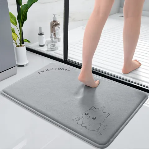 Cartoon Letter Printed Absorbent Bath Mat Non-Slip Floor Mat Modern Minimalist Washable Door Mat For Home Bathroom Living Room