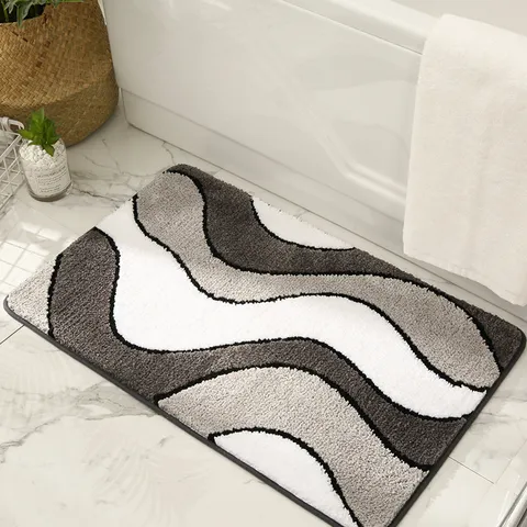 Modern Minimalist Anti Slip Floor Mat Absorbent Bath Mat Geometric Wave Carpet For Bathroom Living Room Home Decor