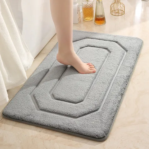Absorbent Bathroom Floor Mat Non Slip Thickened Polyester Bath Rug Modern Minimalist Door Mat For Home Kitchen Bedroom