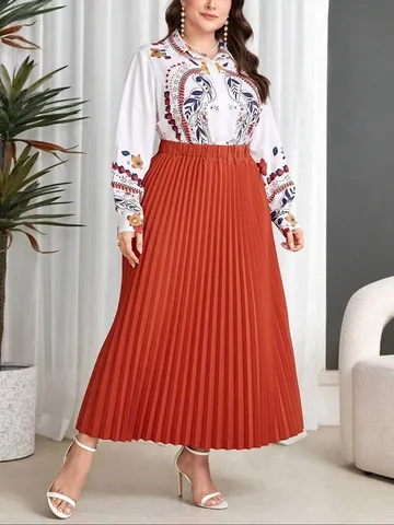 Damen Übergröße Zweiteiliges Set Casual Langarm Bluse Und Hose Elegantes Pendler Outfit Set