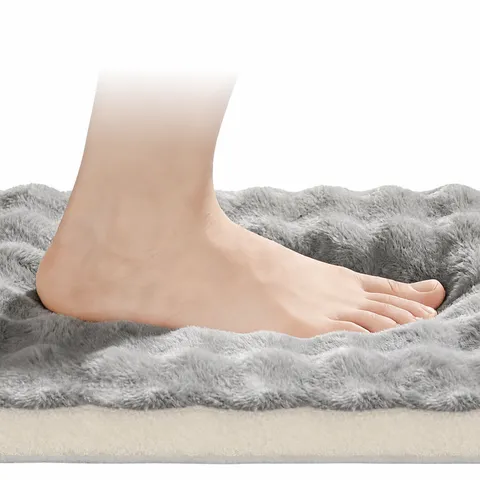Thickened Plush Bath Mat Non Slip Absorbent Floor Mat Minimalist Solid Color Door Mat For Bathroom Bedroom Living Room