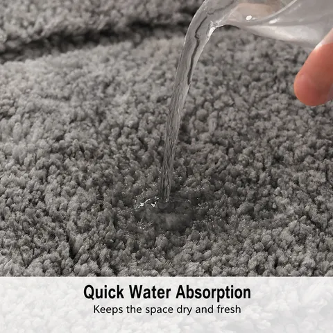 Microfiber Loop Pattern Bathroom Floor Mat Solid Color Absorbent Anti-Slip Toilet Washroom Doorway Foot Mat Plush Rug
