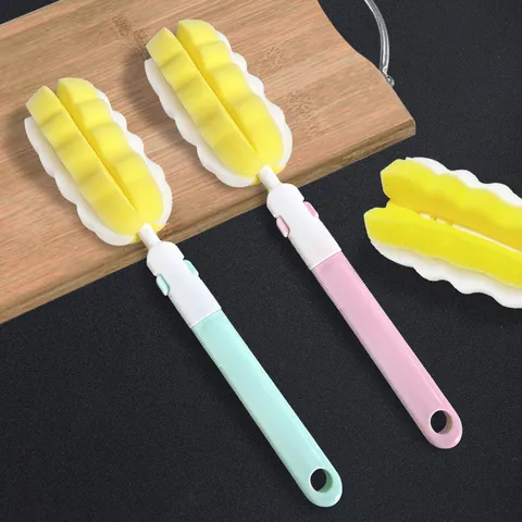 Detachable Long Handle Sponge Cup Brush Bottle Cleaning Brush For Kitchen Thermos Water Cup Cleaning Tool Practical Household Cleaner