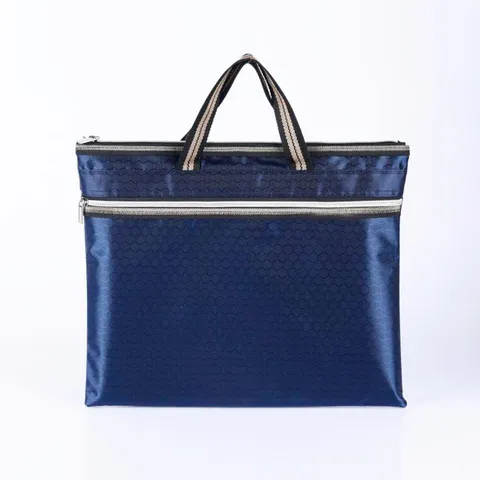 Oxford Cloth Document Bag Business Briefcase With Zipper Hexagonal Soccer Pattern File Folder For Office Meeting