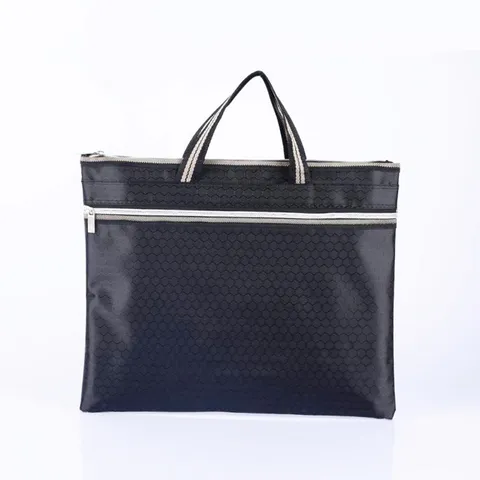 Oxford Cloth Document Bag Business Briefcase With Zipper Hexagonal Soccer Pattern File Folder For Office Meeting